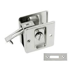 Imagem de idh by St. Simons 25411-26D Puxador de porta de privacidade de latão sólido de qualidade premium, cromado acetinado