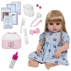 Imagem de Boneca Reborn Loira Linda Enxoval Completo Pode Molhar - Cegonha Rebor