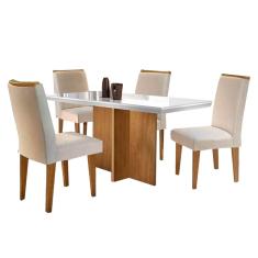 Imagem de Mesa de Jantar com 4 Cadeiras Berlim Imbuia Off White Rufato