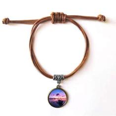 Imagem de DIYthinker Pulseira de couro com corda de couro para esconde-esconde barco marítimo, barco e ciência, joia marrom presente