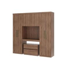 Imagem de Guarda Roupa Solteiro 6 Portas 2 Gavetas Porto Carraro Freijó