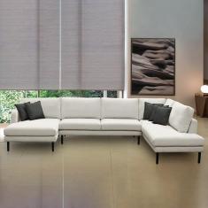 Imagem de Sofá Decorativo Sala De Estar Osaka 340cm Modulado Em U Com Almofadas Linho Off White