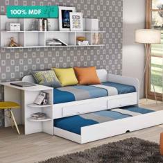 Imagem de Bicama Sofá 2 Gavetas 100% Mdf Escrivaninha Lateral Helena Cimol Branc