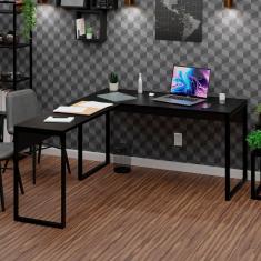 Imagem de Mesa de Canto em L Escrivaninha Industrial 150x150cm Preto