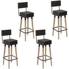 Imagem de Kit 4 Banquetas Para Bancada Estofada Bariloche Preto