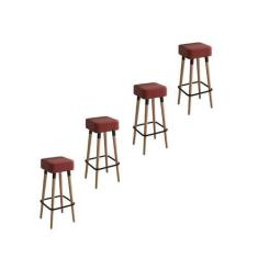 Imagem de Kit 4 Banquetas Altas Estofadas Manila 70cm Telha - Adz