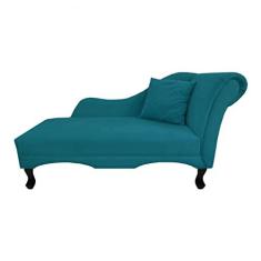 Imagem de Recamier Divã Sofá Olivia Psicologia Consultório Suede Azul Turquesa - LM DECOR