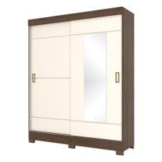 Imagem de Guarda Roupa Solteiro B66 Castanho Off White - Briz Móveis
