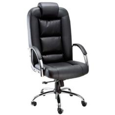 Imagem de Poltrona Presidente Luxuosa Com Braços Fixos Linha Firenze Preto - Des