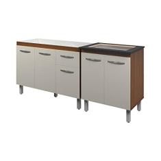 Imagem de Armário Cozinha Gabinete pia de 120 cm com Balcão Cooktop 4 bocas Savana frente Off-White