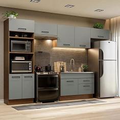 Imagem de Cozinha Completa Madesa Agata 350001 com Armário e Balcão (sem Tampo e Pia) - Rustic/cinza