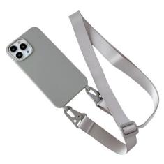 Imagem de Capa de silicone fosco com alça de colar crossbody para iPhone 15 14 Pro Max 11 12 13 Mini XR X XS 7 8 Plus SE Capa à prova de choque, cinza, para 6,6S,7,8Plus