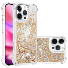 Imagem de LEMAXELERS Compatível com iPhone 16 Pro Max Capa com glitter transparente líquido de areia movediça feminina brilhante brilhante capa protetora de TPU macio para iPhone 16 Pro Max 6,9 polegadas YBL