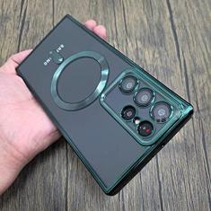 Imagem de Estojo transparente de luxo para Samsung Galaxy S21 S22 S23 Ultra Plus Silicone de carga sem fio Estojo transparente, verde escuro, para Samsung S22 Plus