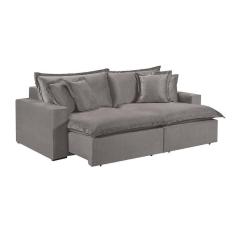 Imagem de Sofá 5 Lugares Retrátil Com Encosto Fixo Linho M-145 Martins Cinza