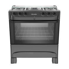 Imagem de Fogão 5 Bocas a Gás Mueller MFI5BB Mesa Inox e Acendimento Automático Preto Fosco Bivolt