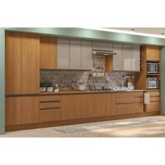 Imagem de Cozinha Modulada Completa Maxxi 17 Peças (4Aéreos+5Balcões+2Paneleiros+1TorreQuente+5Complementos) C17P86 Canela - Kappesberg