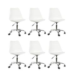 Imagem de Kit 6 Cadeiras Escritório Tulipa Saarinen Giratória Branca