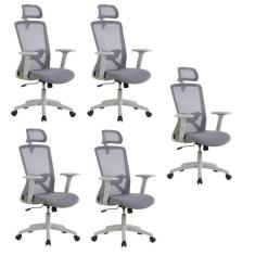 Imagem de Kit com 5 Cadeira para Escritório Office Dallas Cinza