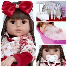 Imagem de Boneca Estilo Reborn Menina 100% Silicone Bolsa Maternidade - Cegonha
