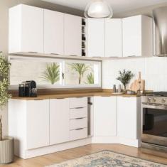 Imagem de Cozinha Modulada 8 Peças 3 Aéreos 3 Balcões Adega e Toalheiro Ipanema Cabecasa Madeiramadeira Branco
