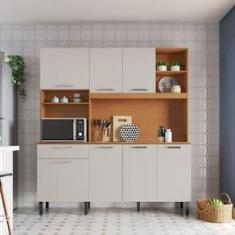 Imagem de Kit Cozinha Lírio Itatiaia com 7 Portas, 1 Gaveta, 7 Prateleiras e Nicho – 180 cm de largura