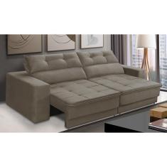 Imagem de Sofá Retrátil e Reclinável 3 lugares 2,10m com Molas Emily Suede Capuccino Adonai Estofados