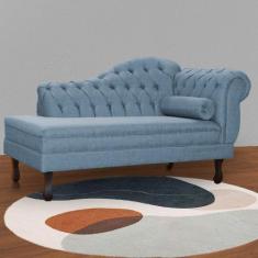 Imagem de Recamier Divã Namoradeira Larissa Lado Esquerdo Belo Tok - Linho Azul