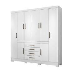 Imagem de Guarda Roupa Casal Grande 8 Portas 4 Gavetas 7 Prateleiras 4 Cabideiros New Realce