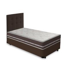 Imagem de Cama Box + Cabeceira Cassis e Colchão Solteiro - Anjos Classic Superlastic - 88x188x57cm Marrom