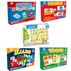 Imagem de Jogos Pedagogicos Soletrar + Vogais + Alfabeto + Silabas + Quebra Cabeça O Alfabeto - Pais e Filhos