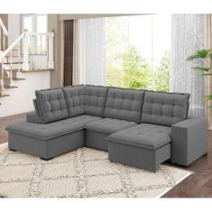 Imagem de Sofá De Canto Retrátil Reclinável 8 Lugares Veludo Belluno Arte Cúbica