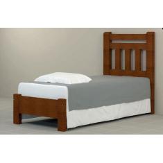 Imagem de Cama De Solteiro Bari De Madeira Maciça Angelim Pedra/Tauari - Cor Cas