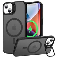 Imagem de Goodon Capa magnética para iPhone 14, capa para iPhone 13 com protetor de tela - compatível com carregamento sem fio - suporte de metal embutido, capa protetora fosca para celular de 6,1 polegadas