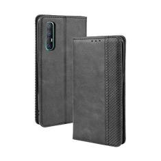 Imagem de Capa para Oppo Find X2 Neo, carteira de couro com suporte flip para Oppo Find X2 Neo, capa magnética retrô para celular, capa carteira com compartimentos para cartões