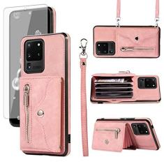 Imagem de Capa de telefone para Samsung Galaxy S20 Ultra 5G capa carteira com protetor de tela de vidro temperado alça transversal cordão suporte para cartão de crédito couro S20ultra 20S S 20 A20 S2O 20ultra