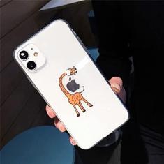 Imagem de Estojo transparente de girafa de desenho animado fofo para iPhone 13 Pro Max 12 Mini 11 X XS XR 7 8 Plus Casal Capa de TPU transparente e macia, T1, para iPhone 8