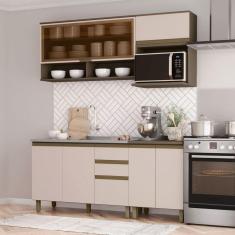 Imagem de Cozinha Compacta Connect 7 Portas 2 Gavetas 100% Mdf Ce804 Duna/Cristal - Henn