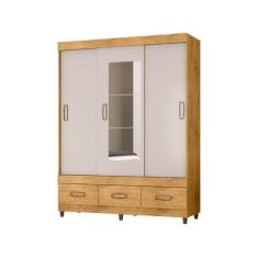 Imagem de Guarda-Roupa Casal Com Espelho 3 Portas - De Correr 3 Gavetas Araplac