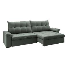 Imagem de Sofá 3 Lugares Retrátil E Reclinável Com Usb Flexforma Triton Veludo Cinza 230 Cm