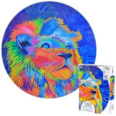 Imagem de Quebra-cabeça Redondo Leão Majestoso c/ 500 Peças Decorativo