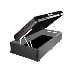 Imagem de Cama Box Baú Solteiro Colchão Top Line Mola Bonnel + Box Sintético Cinza Serra Negra 63x88x188