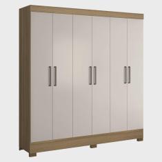 Imagem de Guarda Roupa Casal 201cm 6 Portas Pratik D02 Amêndola/Off - Mpozenato