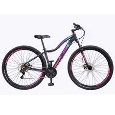 Imagem de Bicicleta Aro 29 Ksw Mwza Feminina 24v Freio A Disco Suspensão Mountain Bike Alumínio - Preto/Pink/Azul