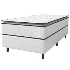 Imagem de Cama Box de Solteiro Umaflex New Itália com Molas Ensacadas e Pillow Top D26 - 63x88x188cm - Branco/Marrom