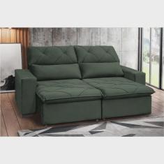 Imagem de Sofá Retrátil e Reclinável 210 cm Alaska Veludo Verde Chamby Móveis