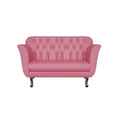 Imagem de Namoradeira Decorativa Dália Suede Rosa 2 Lugares Pés Madeira Mz Decor