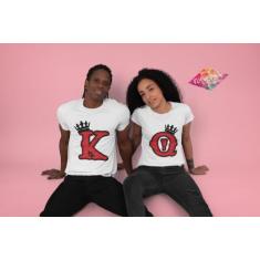 Imagem de Kit camiseta casal dia dos namorados rei e rainha - Poliester