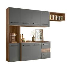 Imagem de Cozinha Completa Suspensa Juliete 7 Portas Carvalho/Chumbo Nicioli