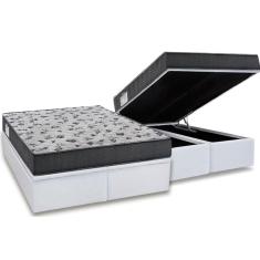 Imagem de Cama Box Baú Queen: Colchão Ortopédico Ortobom D33 / ep iso 100 Ultra Firme + Base crc Courano White(158x198)